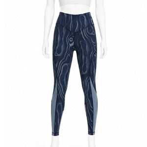 Crane & Lion Womens‎ Leggings Blue Woodgrain Marble Colorblock 2